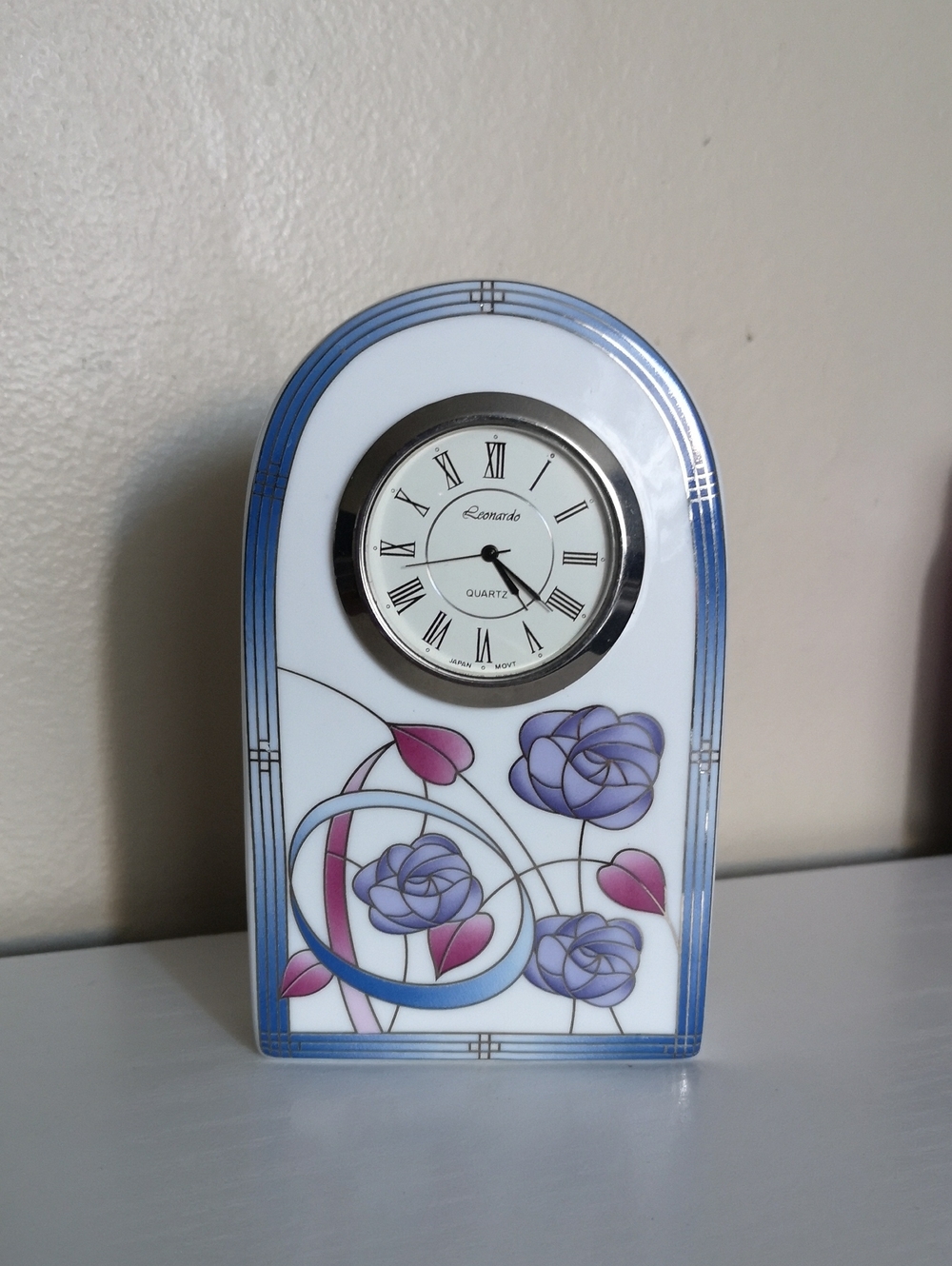 Stunning Mackintosh Vintage Art Nouveau Mantel Clock Pink Purple Gold Working